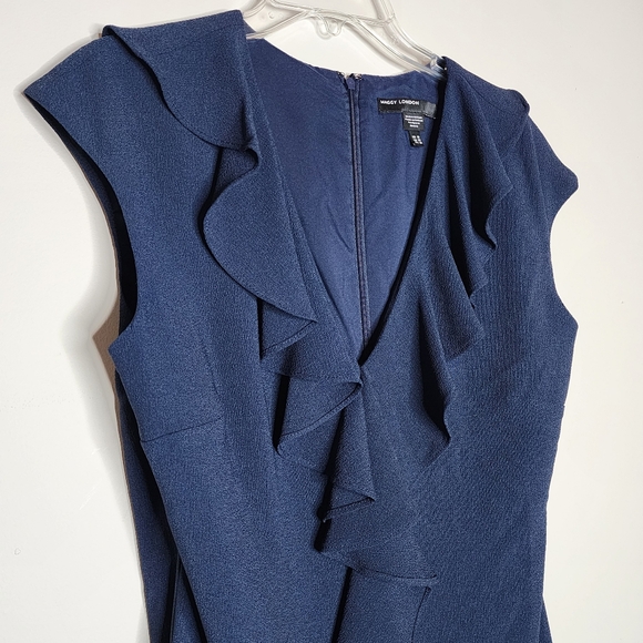 Maggie London Navy Crepe Ruffle Dress Size 18 - Picture 9 of 9